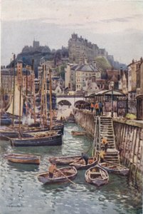El puerto pesquero, Folkestone (litografía en color) de Ernest William Haslehust