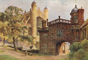 Los claustros de la herradura y la capilla de San Jorge (litografía en color) de Ernest William Haslehust