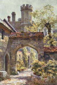 Colegio de Winchester: La puerta exterior de "Arcadia" (litografía en color) de Ernest William Haslehust