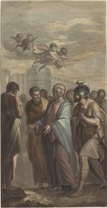 Cristo con apóstoles y un soldado romano
