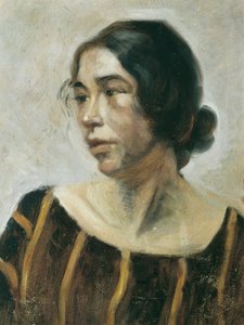 Señora con un vestido a rayas de Ernestine von Hüttenbrenner