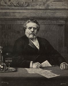 Giosue Carducci (1835-1907), poeta y escritor italiano, Premio Nobel en 1906, grabado de Ernesto Mancastroppa a partir de una pintura de Vittorio Corcos, de L