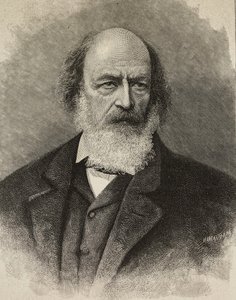 Retrato de Alfred Tennyson (1809-1892), poeta británico, grabado de Ernesto Mancastroppa a partir de una fotografía de Barraud, de L