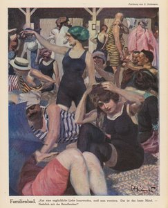 Escena de playa (litografia en color) de Ernst (after) Heilemann
