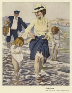 Familia en la playa (litografia en color) de Ernst (after) Heilemann