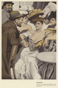 Café nocturno (litografia en color) de Ernst (after) Heilemann