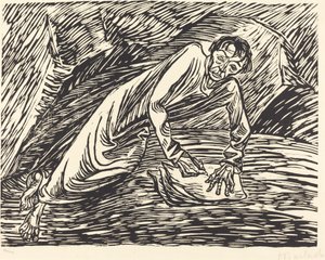 El profeta escribiendo San Juan en Patmos de Ernst Barlach
