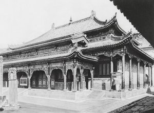 Wu tai shan, Hien tung sze, Shansi, Gran Sala de Oración (foto en blanco y negro) de Ernst Boerschmann