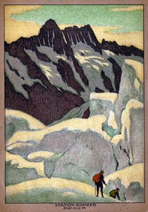 El glaciar de Grindelwald (Ischmeer) en los Alpes suizos. hacia 1920-30 (ilustración) de Ernst Emil Schlatter
