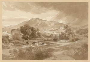 Vista de Tívoli, con el Anio en primer plano, el Ponte Lucano y la tumba de los Plautii de Ernst Fries