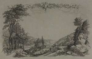 Seis vistas del castillo de Heidelberg: portada, escena de caza de Ernst Fries
