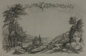 Seis vistas del castillo de Heidelberg: Portada, escena de caza, 1820 de Ernst Fries