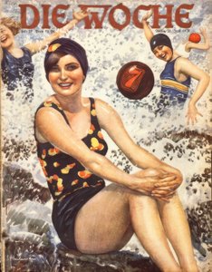 Jóvenes mujeres en las olas de Ernst Heilemann