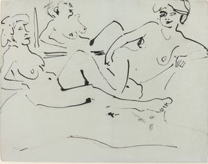 Dodo y una mujer mayor reclinada ante un espejo, 1909