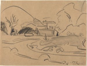 Senderos y Pabellón en el Gran Jardín de Dresde, c. 1909 de Ernst Ludwig Kirchner