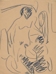 Desnudo en la playa, 1910 de Ernst Ludwig Kirchner