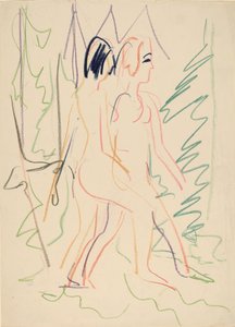 Dos desnudos en un bosque