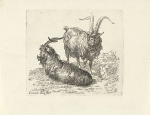 Dos carneros en un prado de Ernst Ludwig Creite