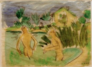 Bañistas en Moritzburg de Ernst Ludwig Kirchner