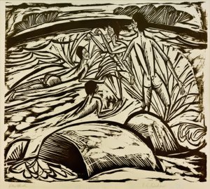 Bañistas salpicándose de Ernst Ludwig Kirchner