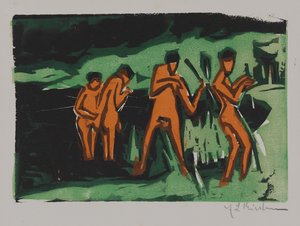 Bañistas lanzando juncos