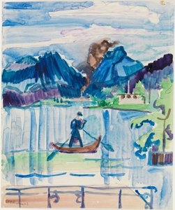 Lago de montaña con un remero de Ernst Ludwig Kirchner