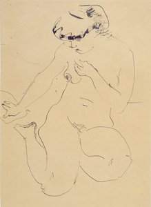 Desnudo agachado