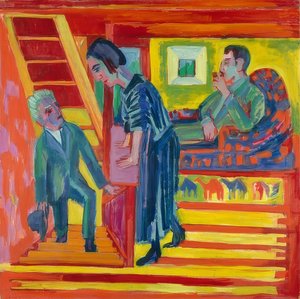 La visita - Pareja y recién llegado. 1922 de Ernst Ludwig Kirchner
