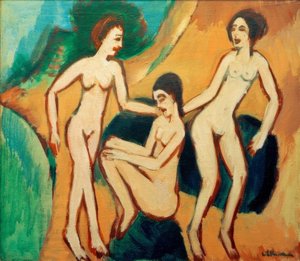 Tres bañistas en la playa de Ernst Ludwig Kirchner