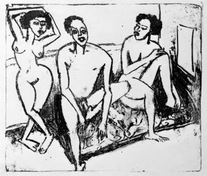 Tres desnudos negros de Ernst Ludwig Kirchner
