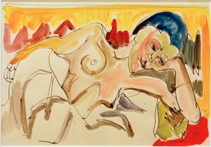 Liegende con el torso desnudo de Ernst Ludwig Kirchner