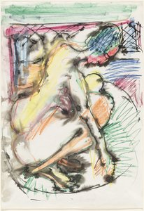 Erna bañándose en una tina de Ernst Ludwig Kirchner