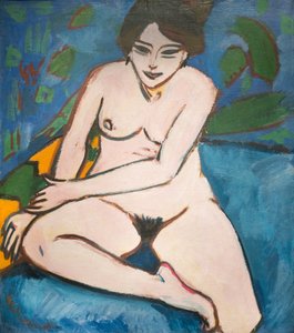Alemán: Desnudo sobre fondo azul Desnudo sobre fondo azul de Ernst Ludwig Kirchner