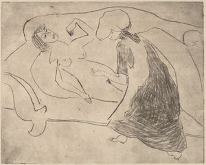 Chica, con otra frotándole el vientre de Ernst Ludwig Kirchner