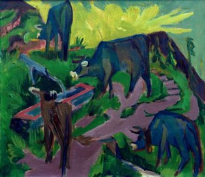 Vacas al atardecer de Ernst Ludwig Kirchner