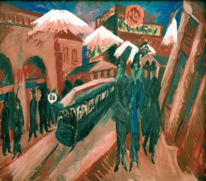 Calle de Leipzig con tranvía eléctrico de Ernst Ludwig Kirchner