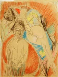 Pintor y mujer desnuda (Autorretrato con modelo) de Ernst Ludwig Kirchner
