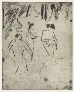 Bañistas de Moritzburg entre la maleza/La dodo enferma de Ernst Ludwig Kirchner