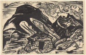 Montañas con una Cabaña de Montaña de Ernst Ludwig Kirchner