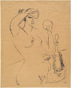 Niña desnuda en su tocador de Ernst Ludwig Kirchner