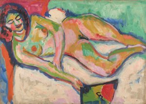 Desnudo reclinado con abanico de Ernst Ludwig Kirchner