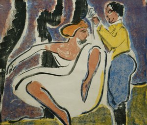 Pareja rusa bailando; Russisches Tanzerpaar, 1909 de Ernst Ludwig Kirchner
