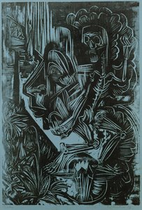 Autorretrato con la muerte bailando, 1917