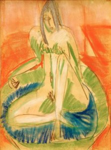 Desnudo femenino sentado en bañera de Ernst Ludwig Kirchner