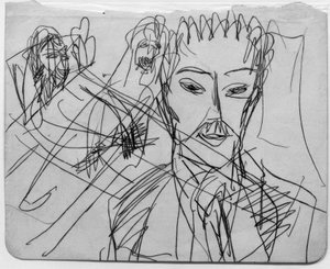 Boceto para La bestia humana de Ernst Ludwig Kirchner