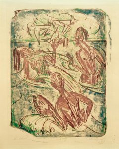 Bañistas salpicando de Ernst Ludwig Kirchner
