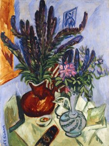 Naturaleza muerta con un jarrón de flores; Stilleben Mit Blumenvasen, 1912 de Ernst Ludwig Kirchner