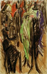Escena Callejera con Dama Verde de Ernst Ludwig Kirchner