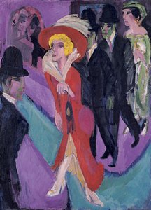 Calle con Prostituta Roja, 1914-1925 de Ernst Ludwig Kirchner