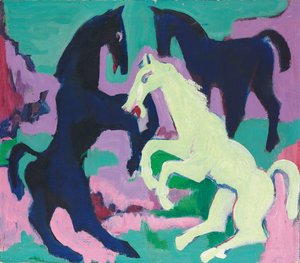 Tres caballos, c.1923 de Ernst Ludwig Kirchner